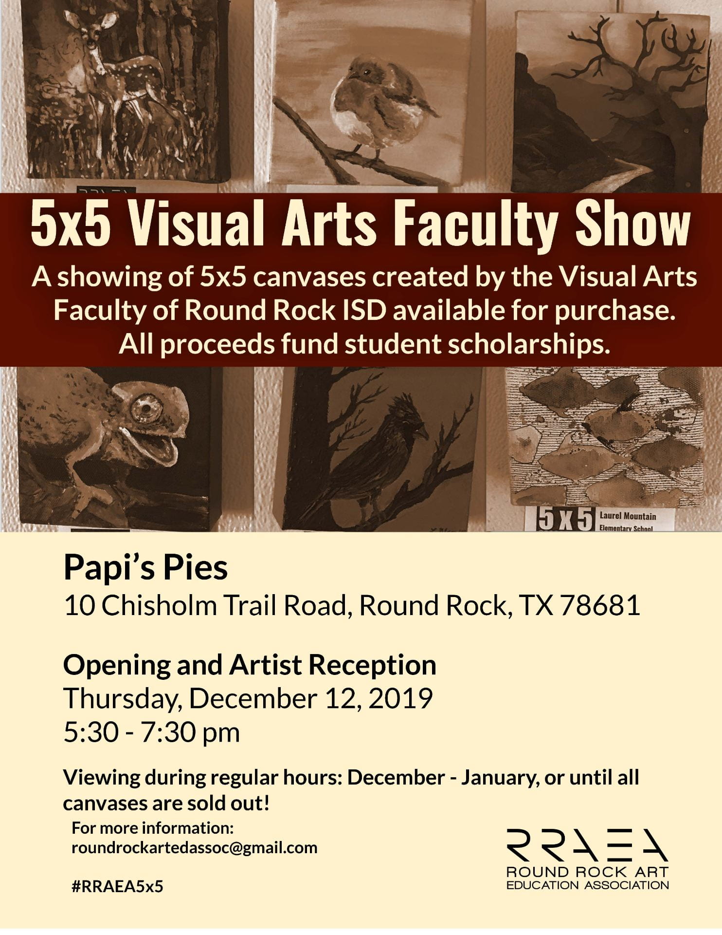 Support Student Scholarships – Annual 5×5 Faculty Show & Sale